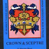 Match Box Labels - Crown & Sceptre (No.8 from a series of 18 Pub signs) dark brown background, very fine unused condition (St George's Taverns)