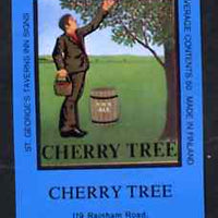 Match Box Labels - Cherry Tree (No.12 from a series of 18 Pub signs) dark brown background, very fine unused condition (St George's Taverns)