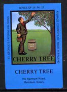 Match Box Labels - Cherry Tree (No.12 from a series of 18 Pub signs) dark brown background, very fine unused condition (St George's Taverns)
