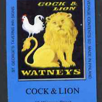 Match Box Labels - Cock & Lion (No.15 from a series of 18 Pub signs) dark brown background, very fine unused condition (St George's Taverns)