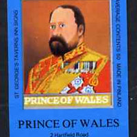 Match Box Labels - Prince Of Wales (No.16 from a series of 18 Pub signs) dark brown background, very fine unused condition (St George's Taverns)