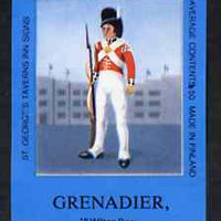 Match Box Labels - Grenadier (No.17 from a series of 18 Pub signs) dark brown background, very fine unused condition (St George's Taverns)