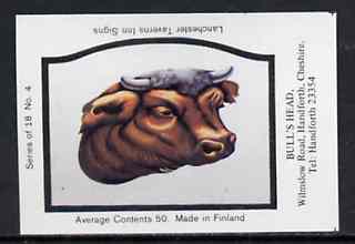 Match Box Labels - Bull's Head (No.4 from a series of 18 Pub signs) very fine unused condition (Lanchester Taverns)