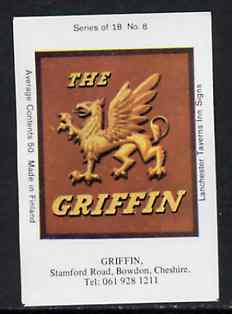Match Box Labels - Griffin (No.8 from a series of 18 Pub signs) very fine unused condition (Lanchester Taverns)