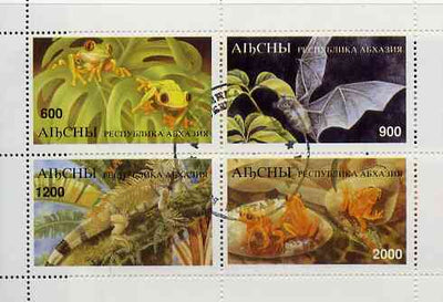 Abkhazia 1997 Bats & Frogs perf sheetlet containing complete set of 4 values cto used