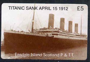 Telephone Card - Easdale Titanic #09 £5 (collector's) card (brown & white from a limited edition of 1200)