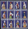 Match Box Labels - complete set of 12 Swedish Costumes (blue background) very fine unused condition (Swedish)