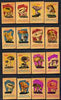 Match Box Labels - complete set of 16 Fungi (peach coloured background) very fine unused condition (Russian)