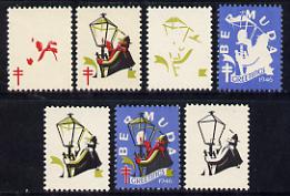 Cinderella - United States 1946 Christmas TB Seal (Inscribed Bermuda) set of 7 unmounted mint progressive proofs comprising the 4 individual colours plus 2, 3 and all 4-colour composites