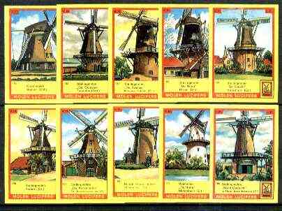 Match Box Labels - Windmills series #16 (nos 151-160) very fine unused condition (Molem Lucifers)