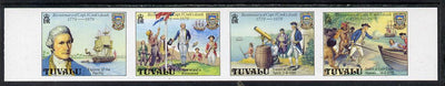 Tuvalu 1979 Capt Cook Death Anniversary imperf undenominated proof strip of 4 (without gum) similar to SG 123ab