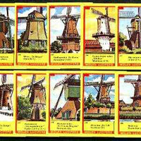 Match Box Labels - Windmills series #25 (nos 241-250) very fine unused condition (Molem Lucifers)