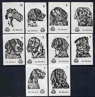 Match Box Labels - complete set of 10 Dogs (set #1 white background) very fine unused condition (Yugoslavian Drava series)