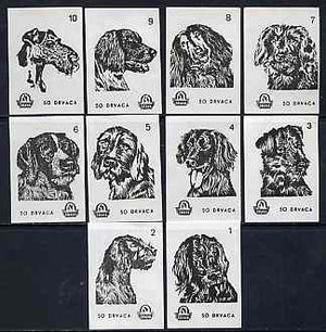 Match Box Labels - complete set of 10 Dogs (set #1 white background) very fine unused condition (Yugoslavian Drava series)