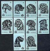 Match Box Labels - complete set of 10 Dogs (set #3 blue background) very fine unused condition (Yugoslavian Drava series)