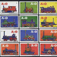 Match Box Labels - complete set of 12 Locomotives superb unused condition (Austrian A & O series)