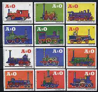 Match Box Labels - complete set of 12 Locomotives superb unused condition (Austrian A & O series)