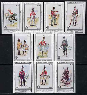 Match Box Labels - British Military Uniforms (Nos 21-30 from set of 60) very fine unused condition (Southern Counties Match Co)