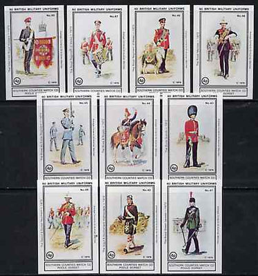 Match Box Labels - British Military Uniforms (Nos 41-50 from set of 60) very fine unused condition (Southern Counties Match Co)