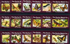 Match Box Labels - complete set of 18 Butterflies & Moths superb unused condition (Duchy Match Co)