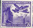Chile 1950 Martin 2-0-2 & Industrial Plant 5p violet unmounted mint, SG 402*