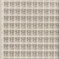 Malaya - Japanese Occupation 1943 Tapping Rubber 3c drab complete folded sheet of 100, a scarce survivor unmounted mint SG J299