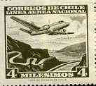 Chile 1960 Martin 4-0-4 flying over River 4m olive unmounted mint, SG 500*