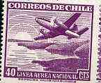 Chile 1950 Martin 2-0-2 & Coastline 40c violet unmounted mint, SG 396*