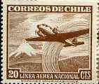 Chile 1950 Douglas DC-2 over Mountain 20c brown unmounted mint, SG 395*