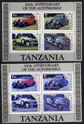 Tanzania 1986 Centenary of Motoring m/sheet with yellow omitted plus normal unmounted mint (SG MS 460)
