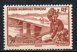 French West Africa 1947 Girl & Bridge 30c brown unmounted mint, SG 35*
