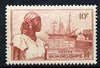 Guadeloupe 1947 Woman & Ships at Port Basse Terre 10c lake unmounted mint, SG 211*