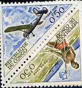Congo 1961 Triangular 50c Letter-Carrier se-tenant with 50c Holste Broussard Plane from Transport Postage Due set, SG D19-20 unmounted mint