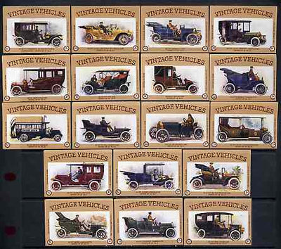 Match Box Labels - complete set of 18 Vintage Vehicles (Cars) superb unused condition (Cornish Match Co - average count 52)