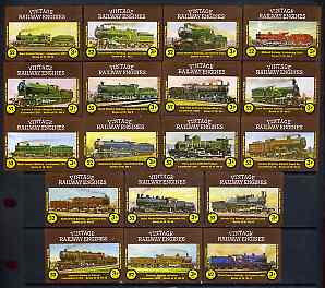 Match Box Labels - complete set of 18 Vintage Railway Engines superb unused condition (Cornish Match Co - 52 matches priced at 3p)