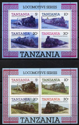 Tanzania 1985 Locomotives perf m/sheet with yellow omitted plus normal unmounted mint (SG MS 434)
