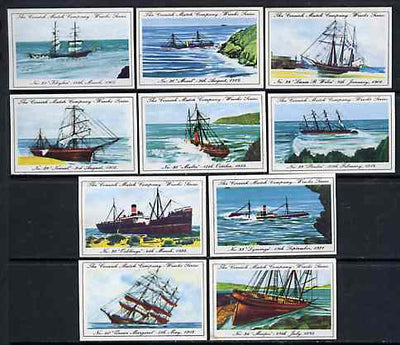 Match Box Labels - 10 Cornish Ship Wrecks (nos 31-40), superb unused condition (Cornish Match Co issued July 1970)