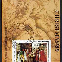 Guyana 1989 Christmas $2.55 (Paintings by Rubens &Tiziano) m/sheet very fine cto used