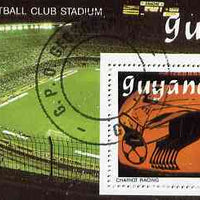 Guyana 1989 Barcelona Olympic Games $2.55 m/sheet (Chariot Racing - detail of Black-figure Greek Pot & Football Stadium) very fine cto used