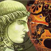 Guyana 1989 Barcelona Olympic Games $10 m/sheet (Running - detail of Black-figure Greek Pot & Statue Head) very fine cto used