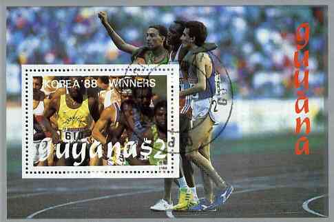 Guyana 1988 Korea '88 $2 m/sheet (Winners - Men Running) very fine cto used