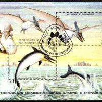 St Thomas & Prince Islands 1982 Death Centenary of Charles Darwin m/sheet (Prehistoric Animals) very fine cto used Mi BL 98
