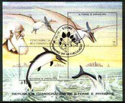 St Thomas & Prince Islands 1982 Death Centenary of Charles Darwin m/sheet (Prehistoric Animals) very fine cto used Mi BL 98