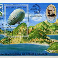 St Thomas & Prince Islands 1979 Rowland Hill (Brasiliana & Zeppelin) m/sheet very fine cto used Mi BL 36A