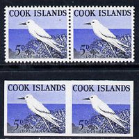 Cook Islands 1963 def 5d White Tern in unmounted mint imperf pair plus normal pair (as SG 166)