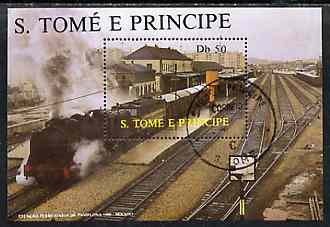 St Thomas & Prince Islands 1987 Locomotives 50Db m/sheet very fine cto used Mi BL 174