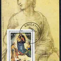 St Thomas & Prince Islands 1989 Christmas 25Db m/sheet (Painting by Raphael) very fine cto used Mi BL 224