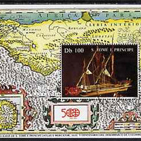 St Thomas & Prince Islands 1992 500th Anniversary of Discovery of America m/sheet (Model Boat & Map) very fine cto used