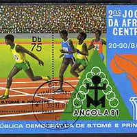 St Thomas & Prince Islands 1981 Central African Games 75Db m/sheet (Sprinting) very fine cto used Mi BL 78