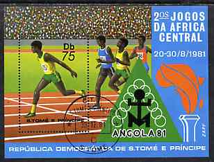 St Thomas & Prince Islands 1981 Central African Games 75Db m/sheet (Sprinting) very fine cto used Mi BL 78